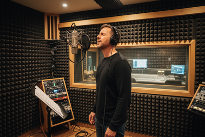 a man signing on a studio